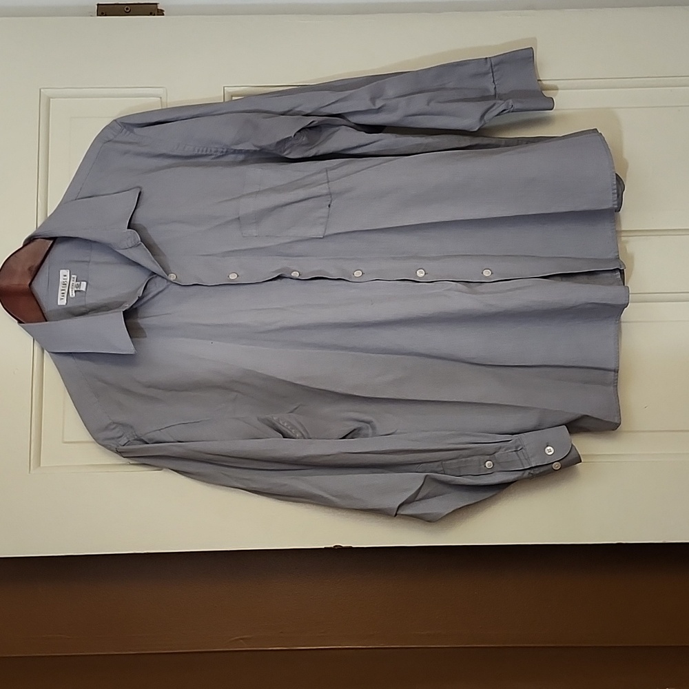 👔Van Heusen Men's Dress Shirt; 18 neck, 34/35 length sleeves, Grey w/stripes